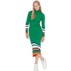 Trendyol Robe en tricot mi-longue coupe droite pour femme, Vert, M