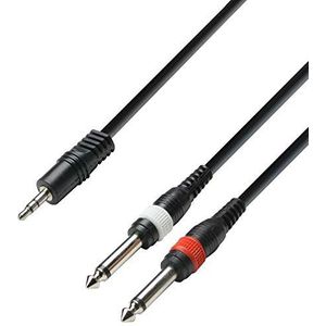 Adam Hall Cables 3 STAR YWPP 0100 audiokabel 3,5 mm stereo mini-jack naar 2 x 6,35 mm jack mono 1 m