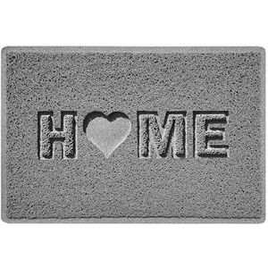 Nicoman Love at Home Deurmat, 60 x 40 cm, kalm grijs, antislip, voor binnen en buiten, vuilvangmat, deurmat voor huis, terras, tuin, veranda, hart