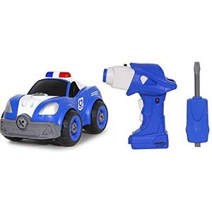 First RC politieauto 22-delige set met accuschroevendraaier - vanaf 3 jaar, antislip koppeling, verwisselbaar inzetstuk, robuuste kunststof, rubberen banden, bevordert de fijne motoriek