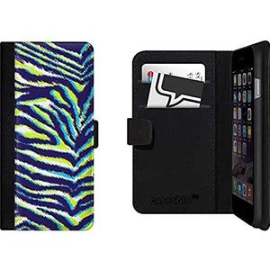 caseable Apple iPhone 6 hoes; Apple iPhone 6 hoes; flipcase; oppervlak stootvast krasbestendig; kaartenvak; kleurrijk design; zebra neon dierenprint