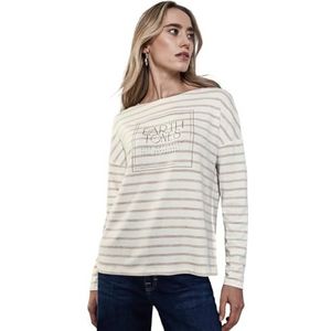 Street One T-shirt à rayures pour femme, Beige sable lisse, 38