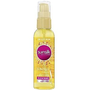 Sunsilk, Lichtvonkenolie, zonne-olie mat en gedoofd haar, contrasteert het crêpe-effect en beschermt tegen zonnestralen, met arganolie, voedt en hydrateert intensief, 75 ml