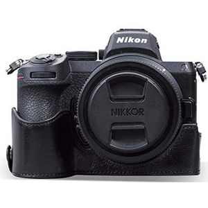 MegaGear Ever Ready halve tas van echt leer met draagriem voor Nikon Z5, zwart.