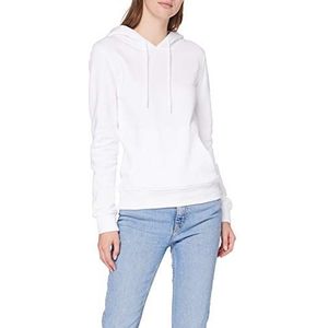 Build Your Brand Dames capuchontrui van 100% biologisch katoen voor vrouwen, dames organic Hoody sweatshirt in zwart of wit, maten XS - 5XL, Wit