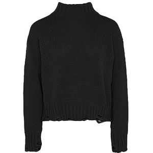 gaya Women's Gebreide damestrui met opstaande kraag en gebroken koperen afwerking polyester zwart maat M/L trui sweater, M, zwart, M, zwart.