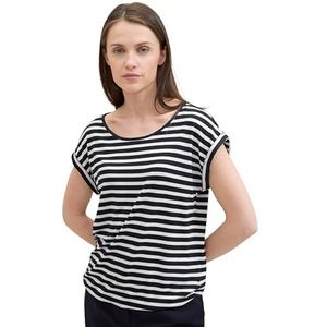 TOM TAILOR 1042623 Dames T-shirt (1 stuk), 32703 - marineblauw gestreept