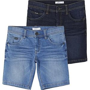 NKMRYAN jeansshorts voor jongens, verpakking van 2 stuks, normale band, denim donkerblauw 152, donkerblauw denim