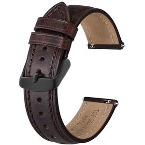 BISONSTRAP Retro horlogeband van rundleer in oliewas, voor heren, bandbreedte 18 mm, 19 mm, 20 mm, 22 mm, Leer, Geen edelsteen