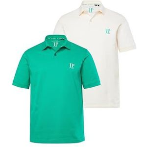 JP 1880 JP 1880 Poloshirts, basic, 2-pack, piqué, katoen, poloshirt voor heren, Lentegroen., 5XL