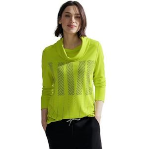 Cecil T-shirt imprimé à manches longues pour femme, Sulphur citron vert, XS