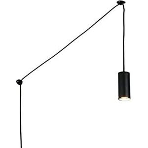 BarcelonaLED Plafondlamp, modern, hanglamp, cilindrische buis, zwart, met in hoogte verstelbare stekkerkabel en lamphouder GU10 voor woonkamer, eetkamer, slaapkamer, keuken