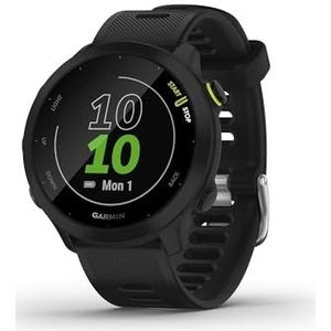Garmin Forerunner 55 GPS-horloge met Garmin Coach en cardio aan de pols, zwart