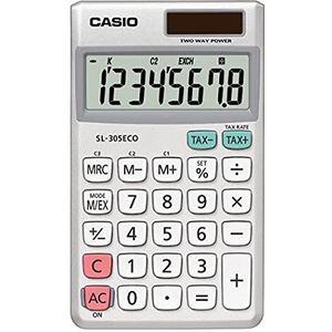 Casio SL-305ECO Solar-rekenmachine, grijs