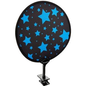 My Buggy Buddy Universele zonwering voor kinderwagen / autostoel, uv-bescherming 50+, gemakkelijk op te vouwen / op te vouwen, diameter 34 cm, blauwe sterren
