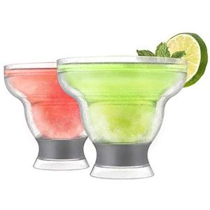 Host Freeze Margarita-glazen, kunststof, zonder steel, koelmiddel met gel, dubbelwandig, voor bevroren cocktails 35 cl, grijs, 2 stuks