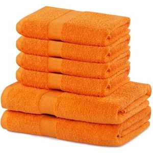 DecoKing Set van 6 badhanddoeken in 525 g/m² kwaliteit 50 x 100 cm en 2 badhanddoeken 70 x 140 cm absorberend oranje