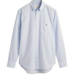 GANT Reg Poplin Gingham Shirt Heren Regular Popeline Vichy Shirt, Lichtblauw