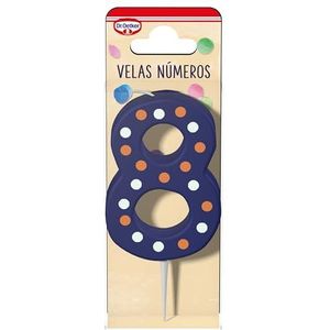 DR. OETKER Kaarsen cijfer 8 | Verjaardagskaars voor het personaliseren van cake, cake of cake - 1 stuk kaars met nummer 8 in de kleuren rood, blauw, groen of geel