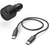 Hama chargeur de voiture 32W (1x USB-A, 1x USB-C, câble USB A - USB C, Délivreurs de puissance, Charge rapide, rapide, prise allume-cigare) noir