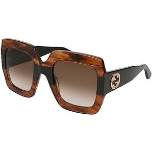 Gucci Zonnebril GG0178S Striped Brown/Brown Shaded 54/25/145 dames, gestreept bruin/bruin, 54, Gestreept bruin/bruin geverfd
