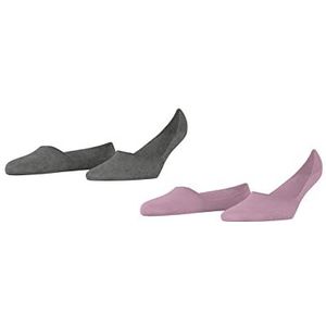 Burlington Everyday 2 stuks onzichtbare sokken voor dames, katoen, wit, zwart, meerdere kleuren, lage hals, anti-slip systeem op de hiel, 2 paar, roze (Candy 8541)