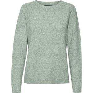 VERO MODA Vmdoffy Ls Noos Damestrui met ronde hals, Silt Green/detail: gemêleerd