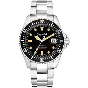 Gigandet Sea Ground duikhorloge voor heren, automatisch, analoog, zwart, zilver, G2-007, armband, armband