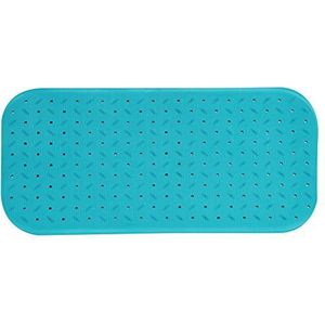 MSV Douche/bad anti-slip mat badkamer - rubber - lichtblauw - 36 x 97 cm - met zuignappen - extra lang formaat