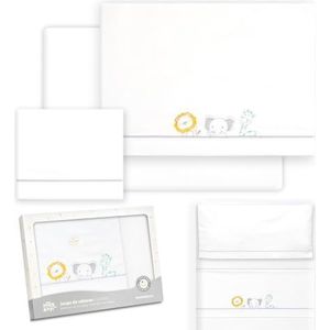 Interbaby - Parure de lit bébé en coton pour berceau - Jungle - Ensemble 3 pièces, drap-housse + drap plat + taie d'oreiller