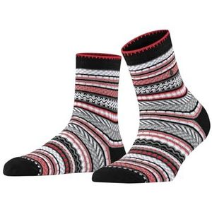 Burlington Cheerful Summer W Sso katoenen sokken met patroon, 1 paar korte damessokken (1 stuk), Zwart (3000)