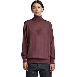 G-STAR RAW Core Roll Neck Knit Sweater voor dames, paars (Vineyard Wine D166-d303), S, paars (Vineyard Wine D166-d303)