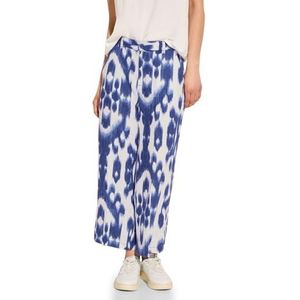 STREET ONE Pantalon culotte 7/8 en lin pour femme - Bleu eau profond - 42 W/26 L, Bleu eau profonde., 42W / 26L