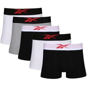 Reebok Boxershorts voor heren, van superzacht katoen, bermuda, zwart/wit/grijs gemêleerd, zwart/wit/grijs melange, L, zwart/wit/grijs gemengd