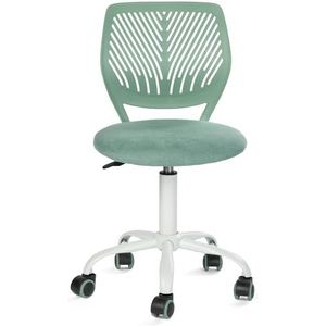 FurnitureR 1 x in hoogte verstelbare bureaustoel, draaistoel met rugleuning met klein gat, bureau zonder armleuningen, bureaustoel, slaapkamerbureau, cactusgroen