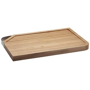 RÖSLE Snijplank, hoogwaardige snijmat voor de keuken voor universeel gebruik, serveerplank, iepenhout, roestvrij staal 18/10, 36 x 24 cm