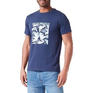 EMPORIO ARMANI NAVY/EAGLE PRINT2 T-shirt ras du cou pour homme avec logo Macro Aquila, Taille M, Navy/Eagle Print2, M