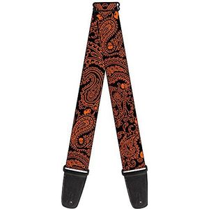 Buckle-Down Gitaarriem Bandana doodskop zwart / oranje 5,1 cm breed (GS-W32816), Meerkleurig