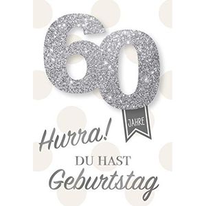 bsb Verjaardagskaart voor de 60e verjaardag Collage aantal glitter zilveren envelop wit