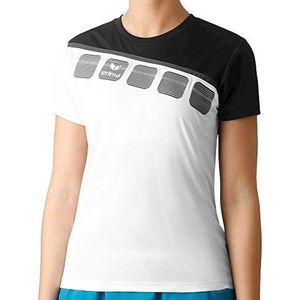 Erima 5-c T-shirt voor dames (1 stuk), wit/zwart/donkergrijs