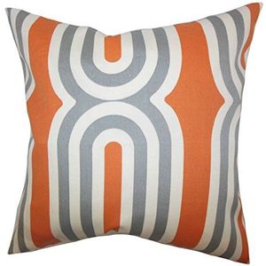 The Pillow Collection Persis kussensloop, geometrisch, katoen, 10405 x 10405 x 3638 cm, oranje