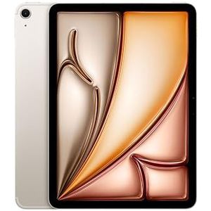 Apple iPad Air 11 inch (M2): Liquid Retina-display, 128 GB, 12 MP horizontale frontcamera/12 MP achtercamera, 6E + 5G wifi met eSIM, Touch ID, batterijduur van één dag, sterrenlicht