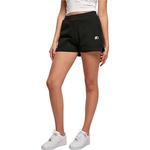 STARTER BLACK LABEL Essential korte basic shorts voor dames, met geborduurd logo, broekzakken, elastische tailleband, XS-XL, zwart.