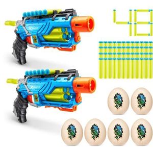XSHOT - X-Shot Attack Dino Striker set van 2 schuimrubberen dartpistolen (6 medium egg, 48 darts), 4869-2022, medium