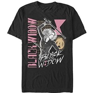 Marvel Black Widow Retro Organic T-shirt à manches courtes unisexe, Noir, XL