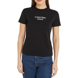 Calvin Klein Jeans Stacked Institutional Reg Tee J20j223222 T-shirts met korte mouwen voor dames, Ck Black