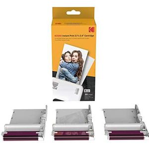 Kodak New Ink Ribbon Paper, 30 fotocartridges fotopapier voor fotoprinter mini shot combo wit met thermische sublimatie