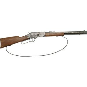 Bauer Spielwaren J.G.Schrödel Western Rifle 44 Speelgoedgeweer voor cowboyspellen sheriff en cosplay, voor 13-schots munitie, bruin/zilver, 73 cm