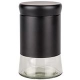 WENKO Boga Glazen voorraaddoos, inhoud 600 ml, met kunststof deksel en schroefsluiting, van roestvrij staal en glas, ideaal voor specerijen, Ø 9 x 15 cm