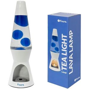 Fisura - Lavalamp met kaars. Lavalamp zonder elektriciteit. Blauwe en witte lavalamp. Milieuvriendelijke lamp. Origineel cadeau. 29 cm x 8,5 cm